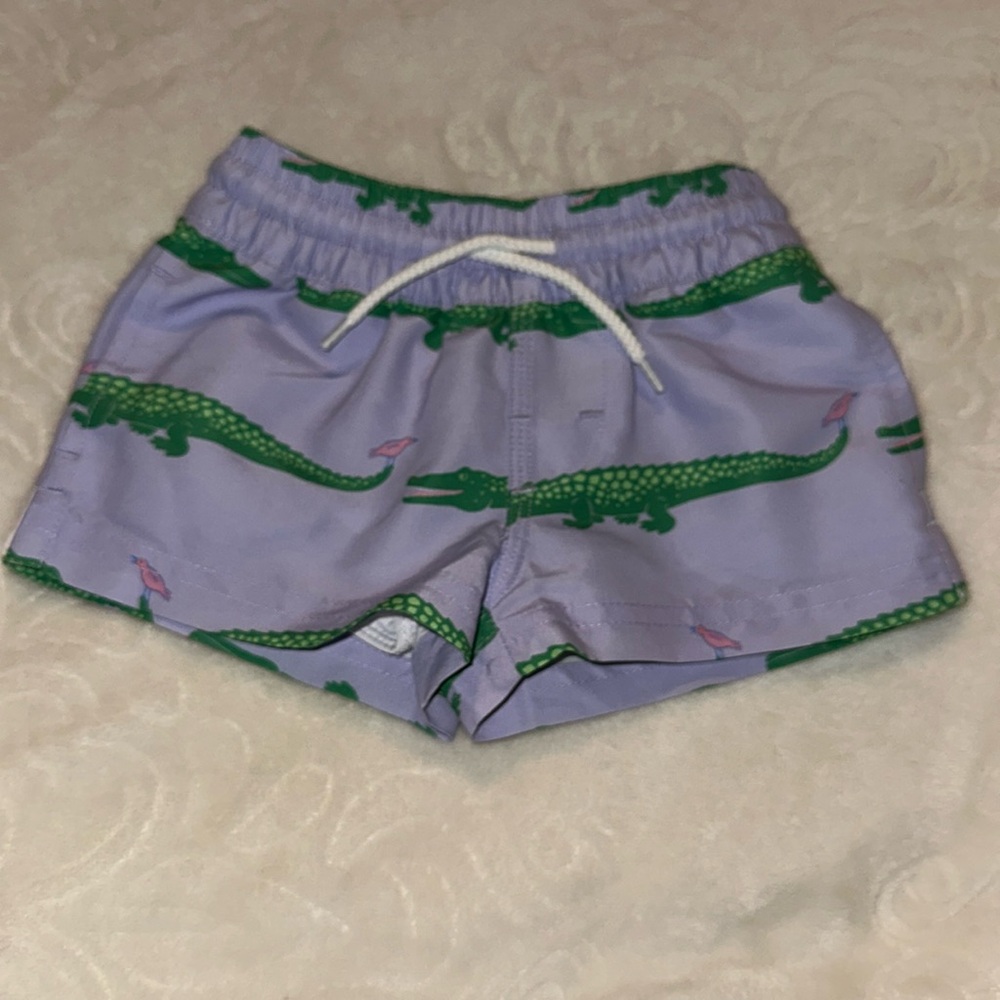 The Beaufort Bonnet Company Tortola Swim Trunks in Gator Pond size 0/6M